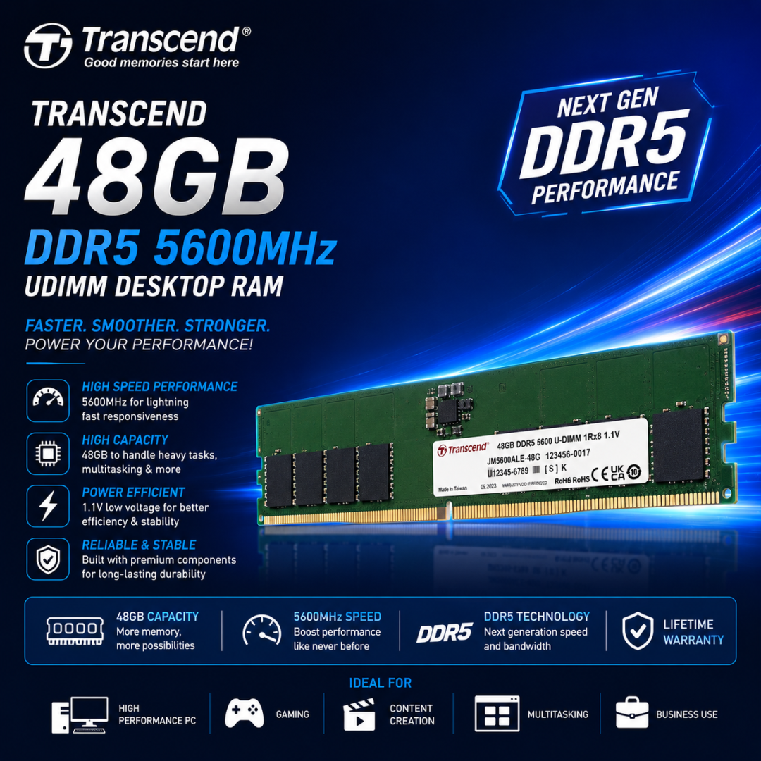 Transcend DDR5 48GB 5600MHz UDIMM Desktop RAM